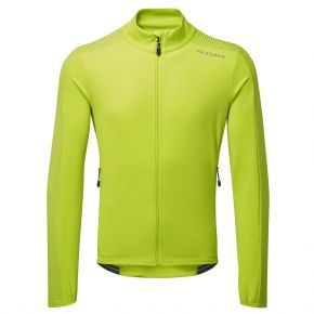 Altura Nightvision Long Sleeve Jersey Lime - WARM POLARTEC FLEECE LINED COLLAR AND DWR COATING.